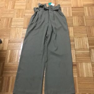Olive Green Paperbag Style Pants Sz 14